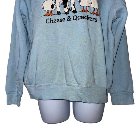 Rare Vtg Cm Bassett Walker Sweatshirt Womens L Cheese Quackers Funny Cow Ducks - Picture 3 of 10